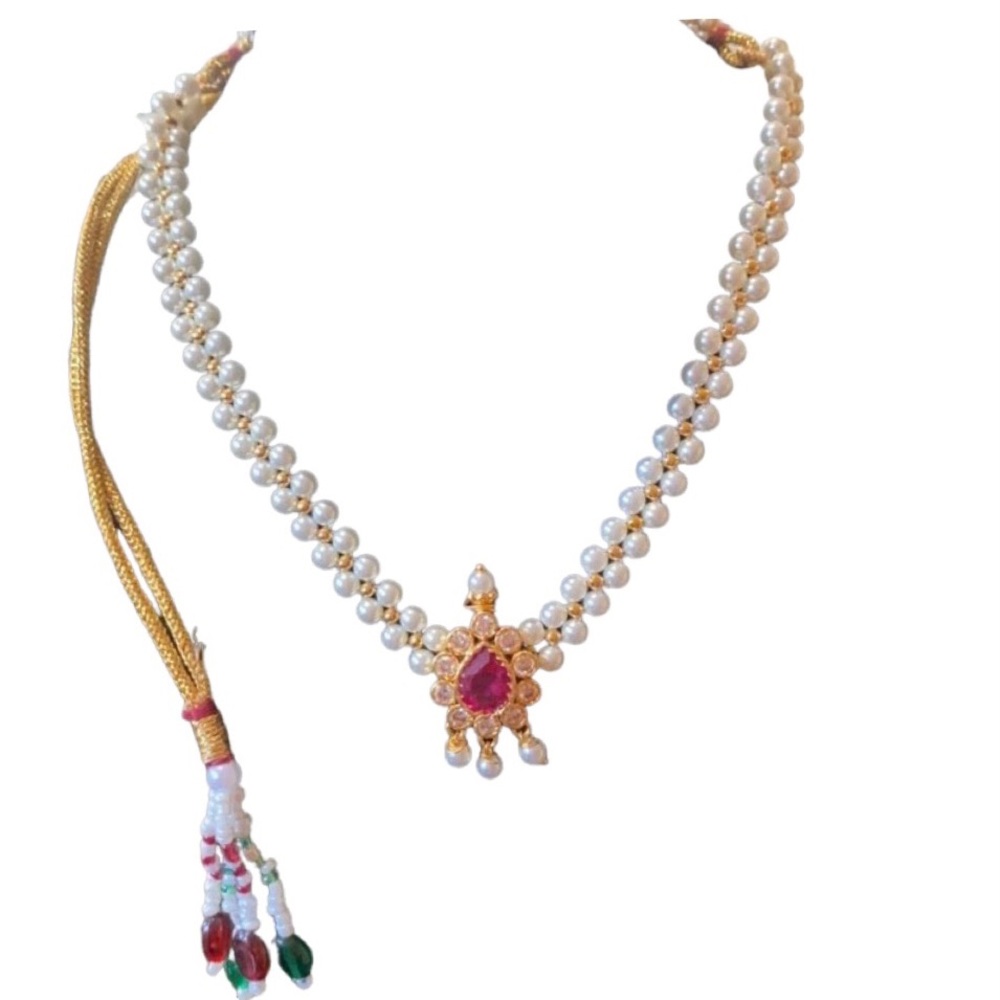 Cute Little Kids Indian Pakistani Pearl Ruby Glass Chocker Necklace